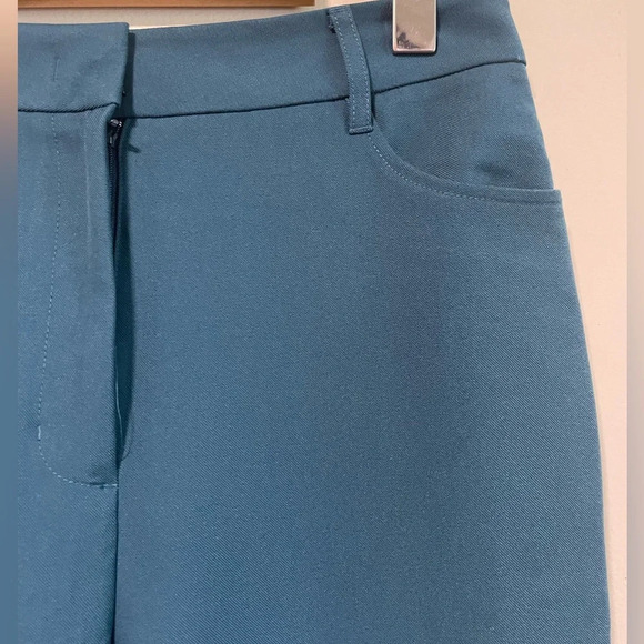 Oak & Fort Teal Back Slit Slim Straight Trouser- Size 8 - Picture 5 of 9